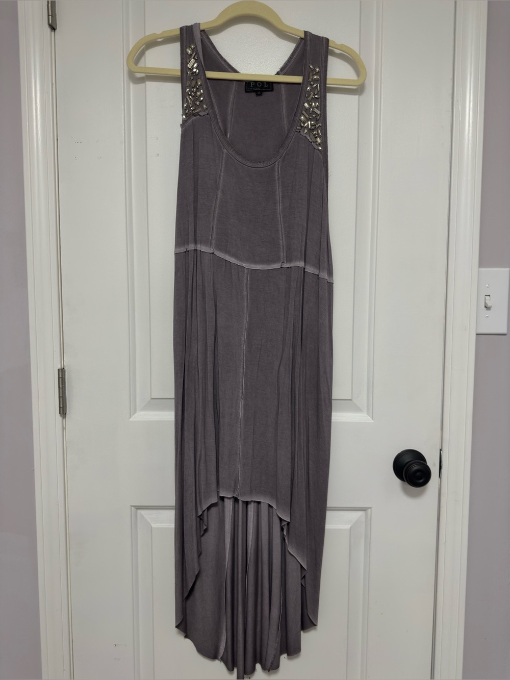 POL High-Low Embellished Shoulder Tank tunic/Dress - Dusty Mauve